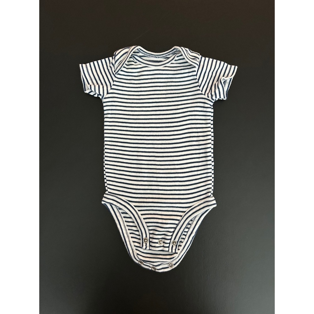 Carters Child of Mine Baby Bodysuit 0-3M Blue White Striped Short Sleeve Cotton